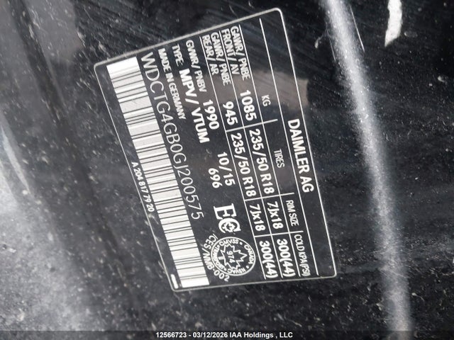 WDCTG4GB0GJ200575 Mercedes-Benz Gla 250 4matic