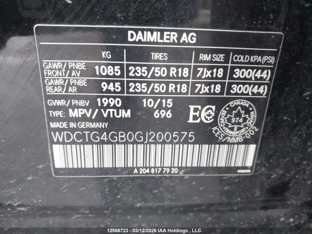 WDCTG4GB0GJ200575 Mercedes-Benz Gla 250 4matic