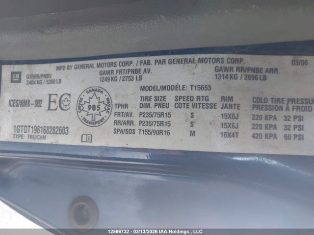 Продаж на аукціоні авто 2006 Gmc Canyon, vin: 1GTDT196168282603, номер лоту: 12566732