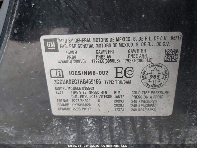 3GCUKSEC7HG469166 Chevrolet Silverado K1500 Ltz