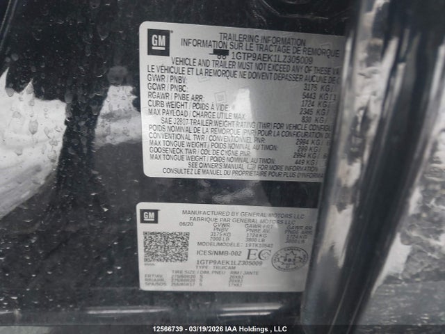 1GTP9AEK1LZ305009 GMC Sierra K1500