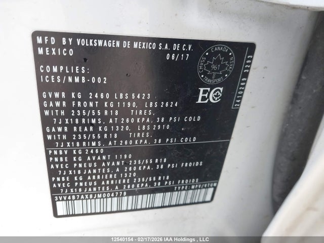 3VV4B7AX8JM004779 Volkswagen Tiguan Highline