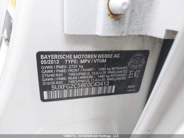 Aukcja sprzedaży 2014 Bmw X6 Xdrive35i, vin: 5UXFG2C58E0C43413, numer aukcji: 12566772