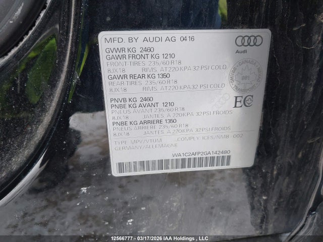WA1C2AFP2GA142480 Audi Q5 PREMIUM
