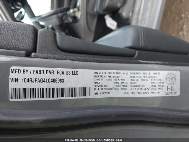 1C4RJFAG4LC406983 Jeep Grand Cherokee Altitude