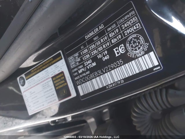 Aukcja sprzedaży 2020 Mercedes-benz Glc 300 4matic, vin: WDC0G8EB3LV229035, numer aukcji: 12566803