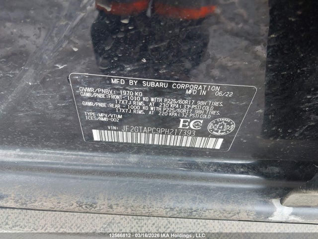 Продаж на аукціоні авто 2023 Subaru Crosstrek Touring, vin: JF2GTAPC9PH217393, номер лоту: 12566812