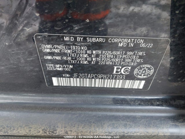 Продаж на аукціоні авто 2023 Subaru Crosstrek Touring, vin: JF2GTAPC9PH217393, номер лоту: 12566812