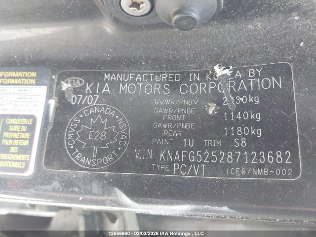 12556660 :رقم المزاد ، KNAFG525287123682 vin ، 2008 Kia Rondo Ex/ex-premium/lx مزاد بيع