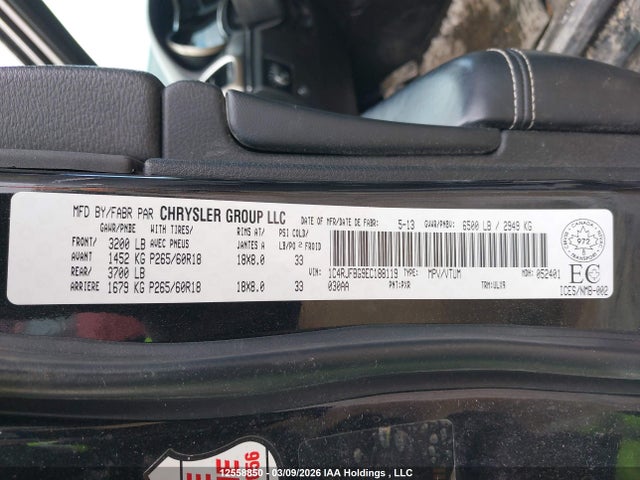 1C4RJFBG9EC188119 Jeep Grand Cherokee Limited