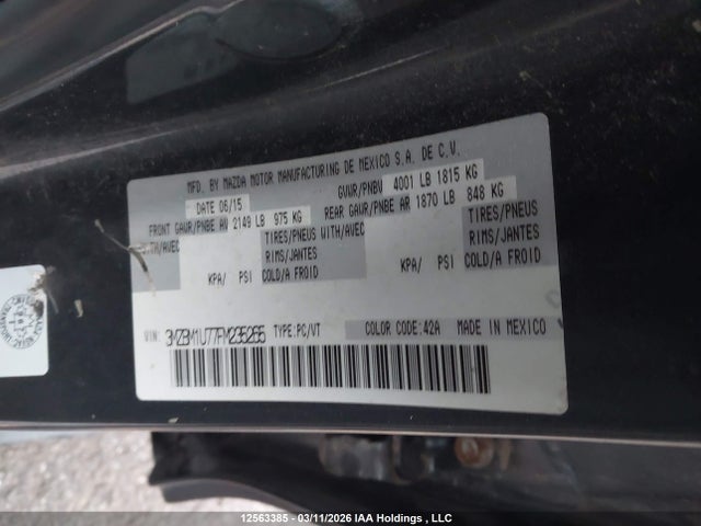 Продажа на аукционе авто 2015 Mazda Mazda3 Gx, vin: 3MZBM1U77FM235265, номер лота: 12563385