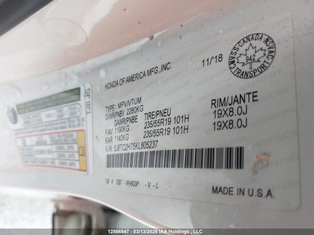 5J8TC2H75KL805237 Acura Rdx Elite