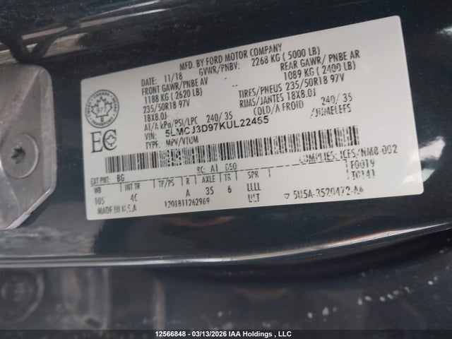 Lincoln Mkc Reserve 2019 5LMCJ3D97KUL22465 Image 19