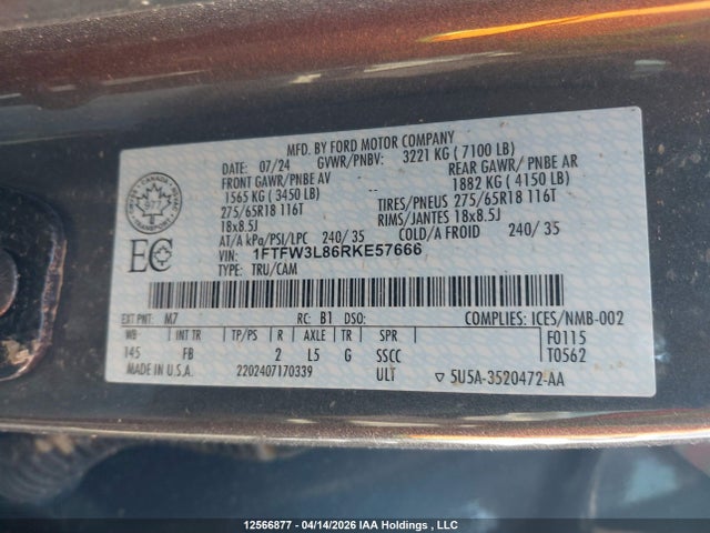 1FTFW3L86RKE57666 Ford F-150