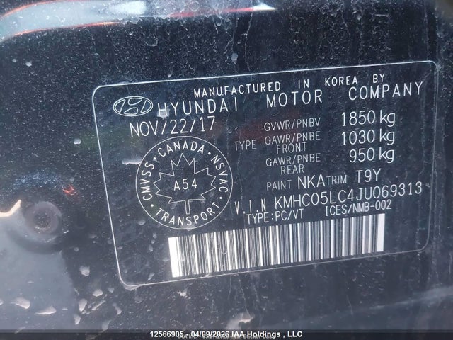 KMHC05LC4JU069313 Hyundai Ioniq Hybrid Limited