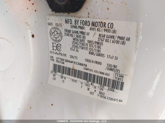 Aukcja sprzedaży 2015 Ford F250 Super Duty, vin: 1FTBF2B64FEC58876, numer aukcji: 12566915