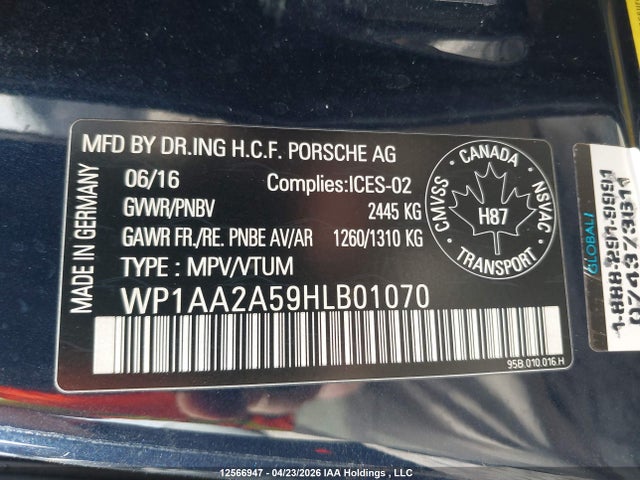 Porsche Macan 2017 WP1AA2A59HLB01070 Image 9