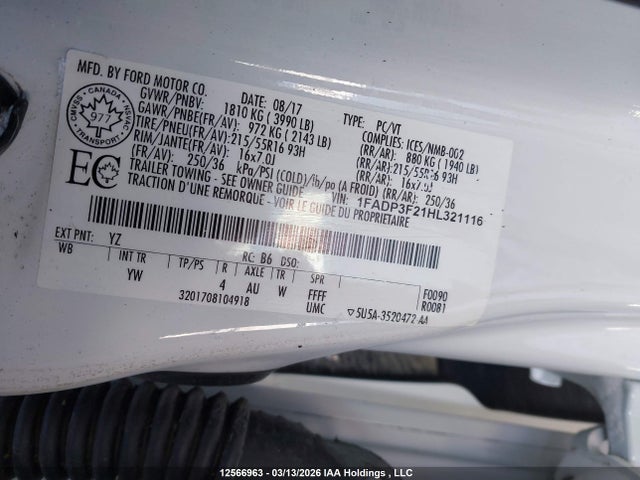 1FADP3F21HL321116 Ford FOCUS SE
