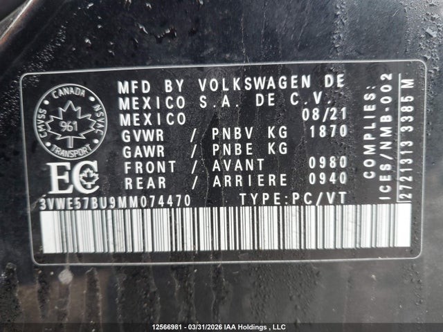 3VWE57BU9MM074470 Volkswagen Jetta