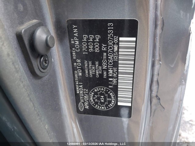 12566991 :رقم المزاد ، KMHTC6AD7CU075313 vin ، 2012 Hyundai Veloster مزاد بيع