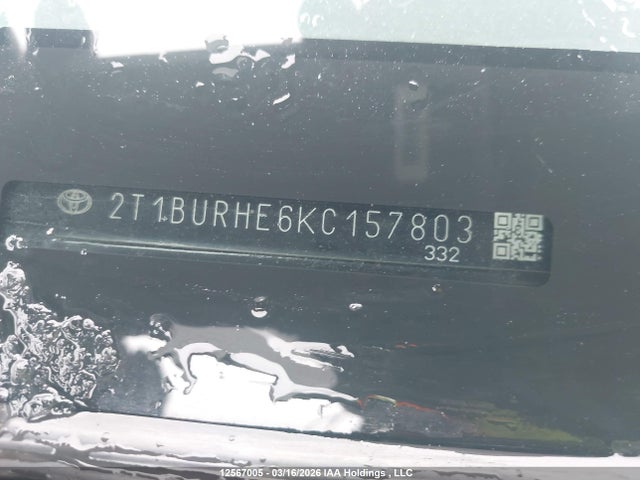 Aukcja sprzedaży 2019 Toyota Corolla L/le/xle/se/xse, vin: 2T1BURHE6KC157803, numer aukcji: 12567005