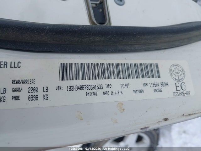 Aukcja sprzedaży 2008 Dodge Caliber Sxt, vin: 1B3HB48B78D501533, numer aukcji: 12567008