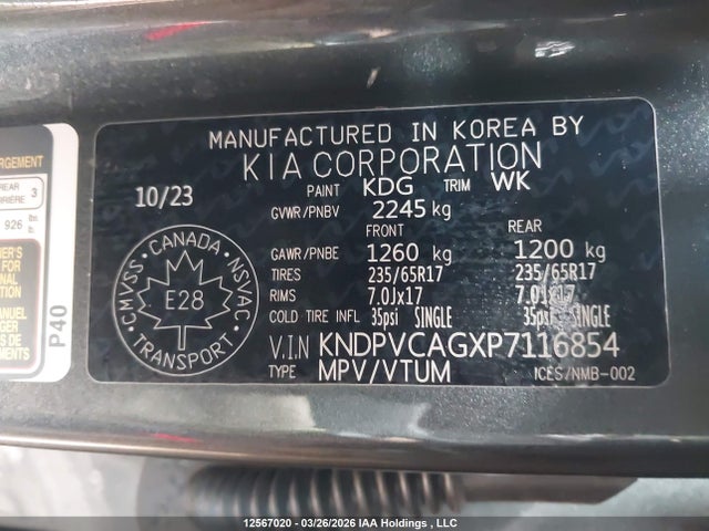 Продажа на аукционе авто 2023 Kia Sportage Ex, vin: KNDPVCAGXP7116854, номер лота: 12567020