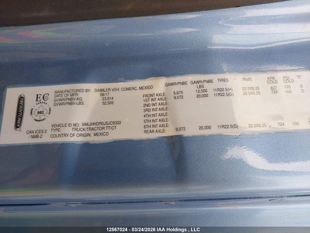 Freightliner New Cascadia 126 2018 3AKJHHDR0JSJC9322 Image 9