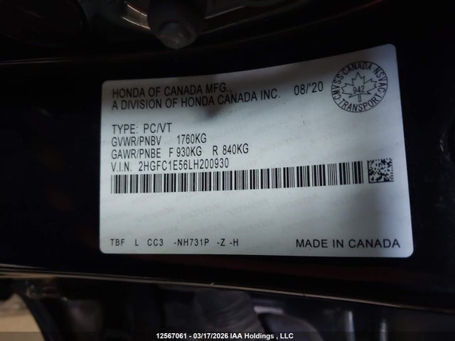 2HGFC1E56LH200930 Honda Civic Si Si