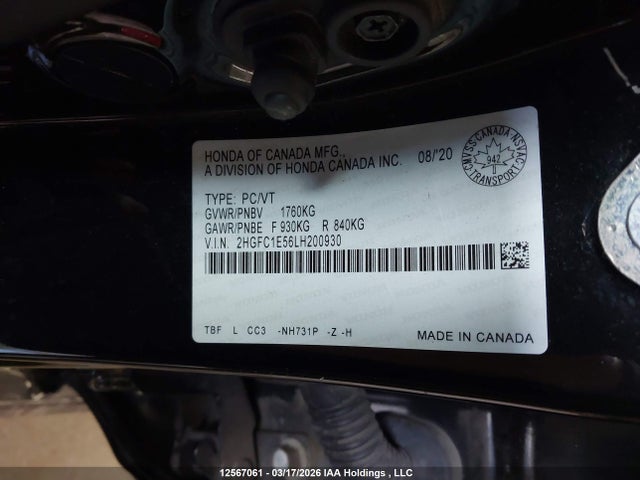 2HGFC1E56LH200930 Honda Civic Si Si