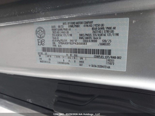 2023 Ford Transit-350 Passenger Xl მანქანა იყიდება აუქციონზე, vin: 1FBAX9Y82PKB58583, აუქციონის ნომერი: 12567069