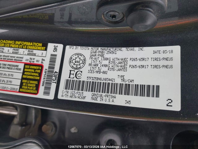 5TFDZ5BN8JX034421 Toyota Tacoma Sr5