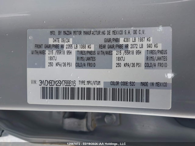 Aukcja sprzedaży 2025 Mazda Cx-30 Gt, vin: 3MVDMBDM2SM766616, numer aukcji: 12567072