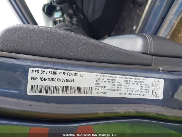 Aukcja sprzedaży 2021 Dodge Durango Gt, vin: 1C4RDJDGXMC746419, numer aukcji: 12567075
