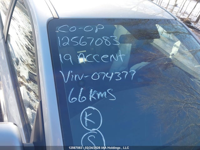 12567083 :رقم المزاد ، 3KPC25A39KE074377 vin ، 2019 Hyundai Accent Preferred مزاد بيع
