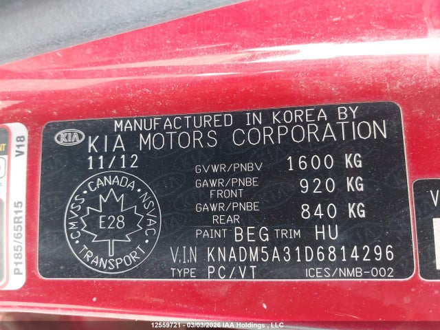 Продаж на аукціоні авто 2013 Kia Rio Ex/lx/lx+/sx, vin: KNADM5A31D6814296, номер лоту: 12559721