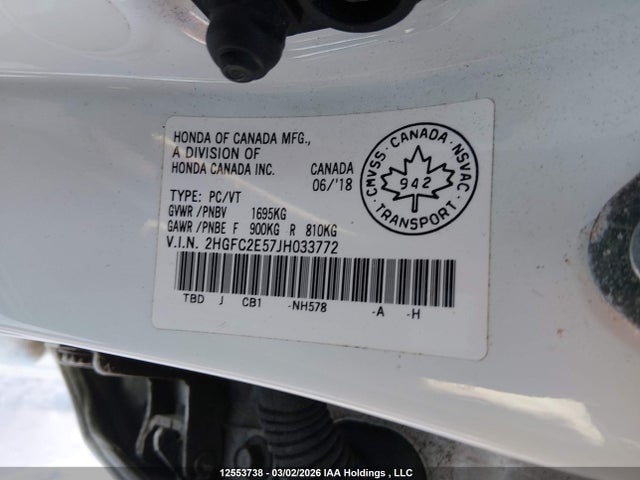 Aukcja sprzedaży 2018 Honda Civic Lx, vin: 2HGFC2E57JH033772, numer aukcji: 12553738