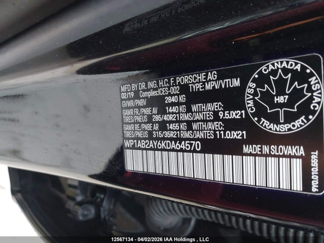Porsche CAYENNE S 2019 WP1AB2AY6KDA64570 Image 9