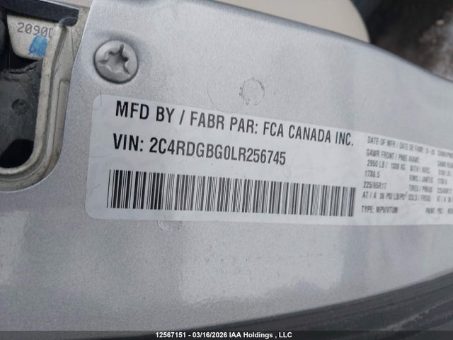 Aukcja sprzedaży 2020 Dodge Grand Caravan Se, vin: 2C4RDGBG0LR256745, numer aukcji: 12567151