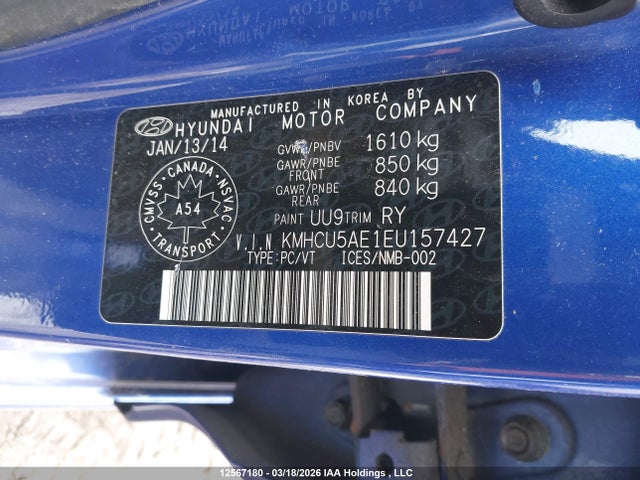 KMHCU5AE1EU157427 Hyundai Accent