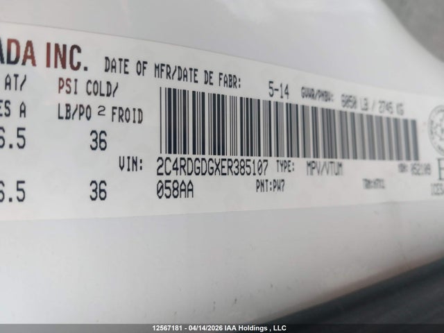 Продаж на аукціоні авто 2014 Dodge Grand Caravan Crew, vin: 2C4RDGDGXER385107, номер лоту: 12567181