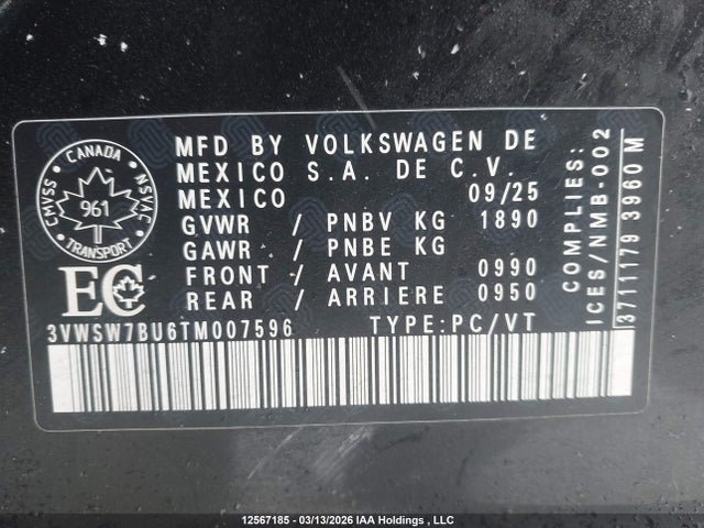 3VWSW7BU6TM007596 Volkswagen Jetta Comfortline