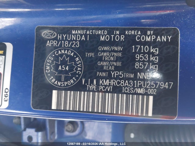 Продажа на аукционе авто 2023 Hyundai Venue Sel/limited, vin: KMHRC8A31PU257947, номер лота: 12567189