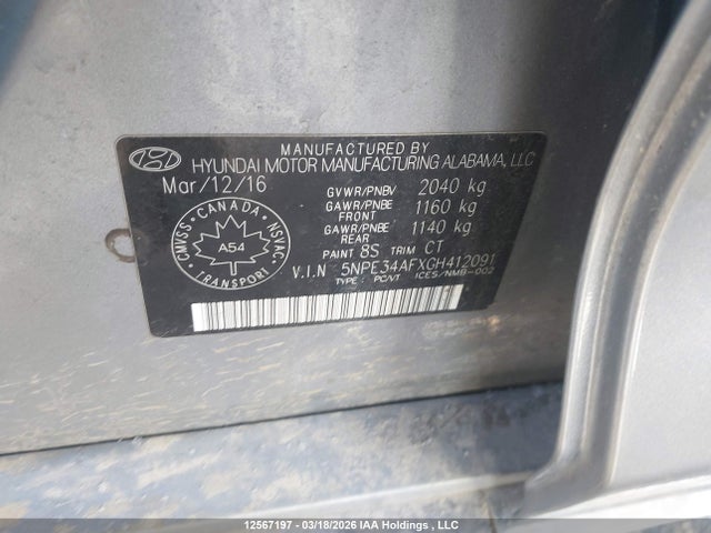 5NPE34AFXGH412091 Hyundai Sonata