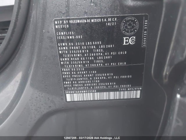 3VV8B7AX6NM023368 Volkswagen Tiguan Se R-line Black