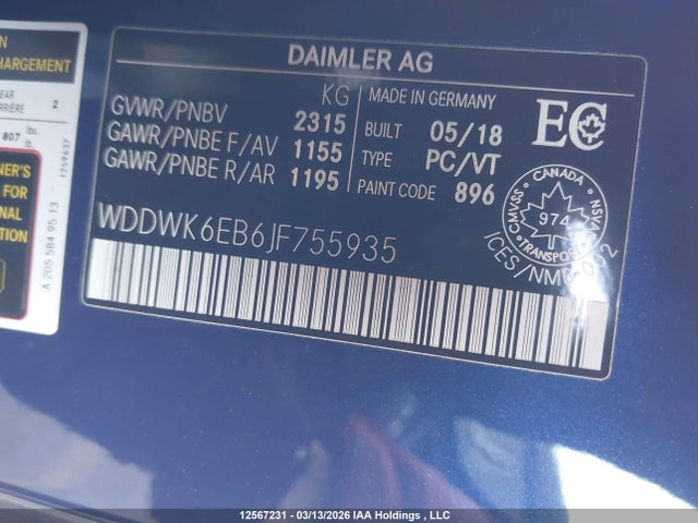 Aukcja sprzedaży 2018 Mercedes-benz C 43 4mati Amg, vin: WDDWK6EB6JF755935, numer aukcji: 12567231