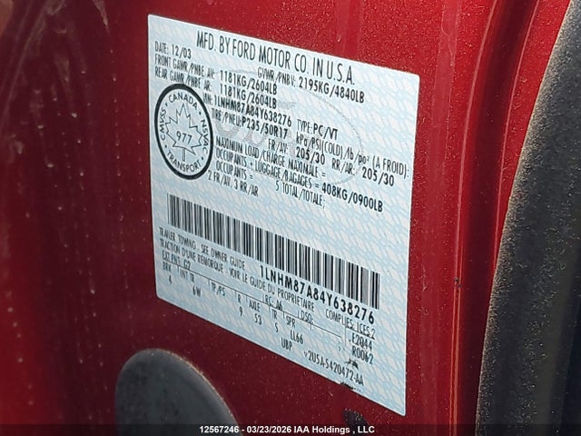 Продажа на аукционе авто 2004 Lincoln Ls, vin: 1LNHM87A84Y638276, номер лота: 12567246