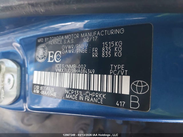 VNKKTUD38HA084349 Toyota YARIS LE