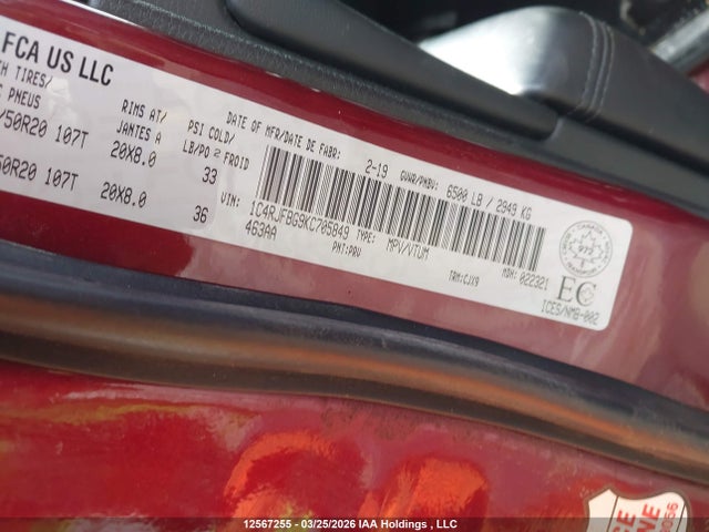 1C4RJFBG9KC705849 Jeep Grand Cherokee Limited