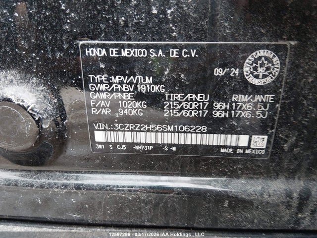 3CZRZ2H56SM106228 Honda HR-V